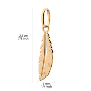 14k Solid Yellow Gold Feather Beautiful Delicate Designer Small Charm Pendant