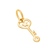 10k Solid Yellow Gold Key Star Laser Cut Delicate Beautiful Small Charm Pendant