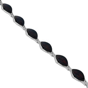 925 Sterling Silver Dark Red Baltic Amber Marquise Adjustable Bracelet 8 Inches