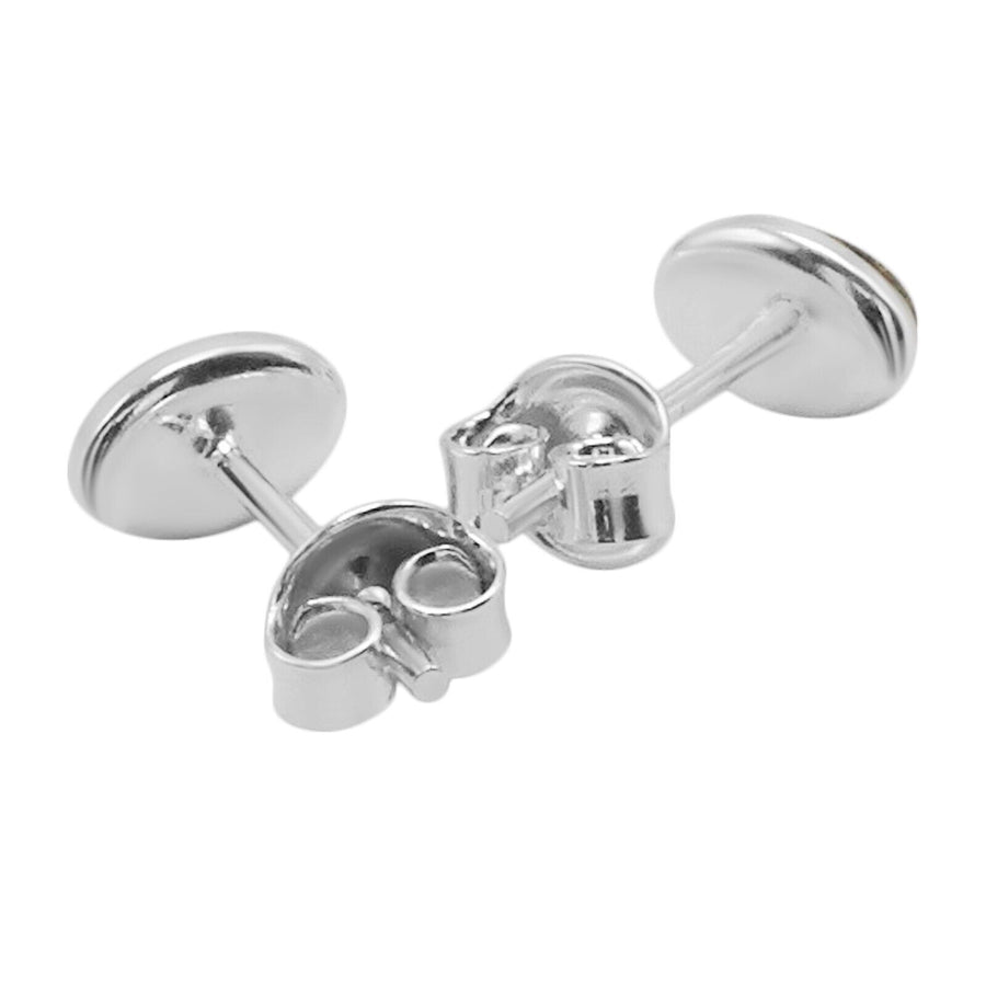 925 Solid Pure Sterling Silver Green Real Baltic Amber Oval Small Stud Earrings