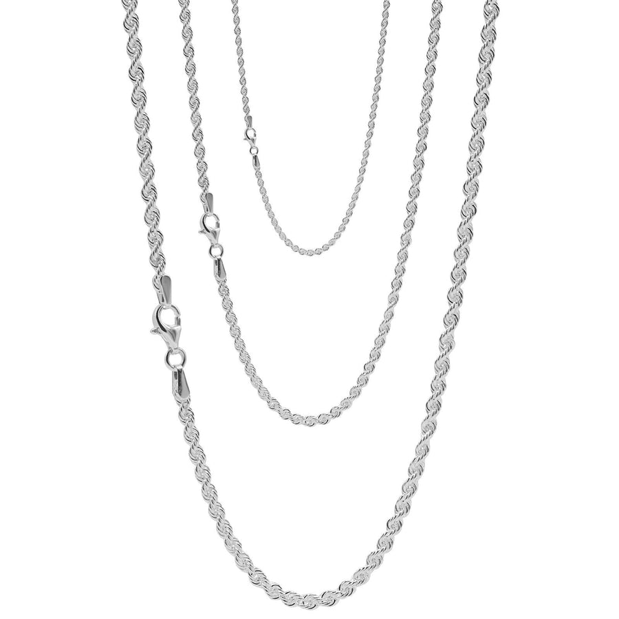 925 Sterling Silver 2 mm Handmade French Rope Chain Lobster Clasp 18 Inches