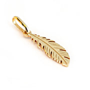 14k Solid Yellow Gold Feather Beautiful Delicate Designer Small Charm Pendant