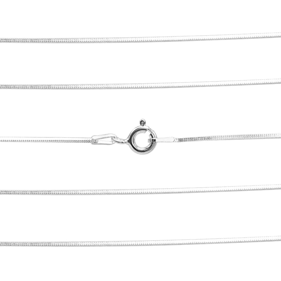 925 Solid Sterling Silver Durable Square Snake Chain 0.8 mm Spring Ring Clasp