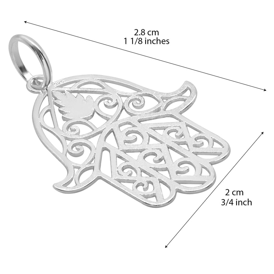 925 Solid Pure Sterling Silver Hamsa Hand Religious Amulet Small Beautiful Charm