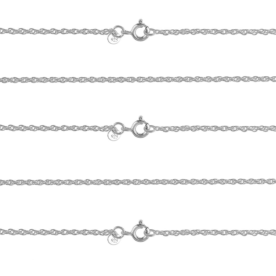925 Pure Solid Sterling Silver 1 mm Shiny Sturdy Rope Chain Spring Ring Clasp