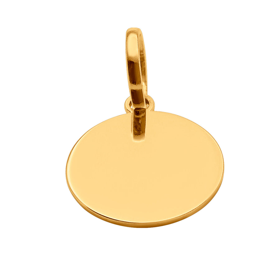 10k Solid Yellow Gold Round Disc Plain Small Delicate Engravable Charm Pendant