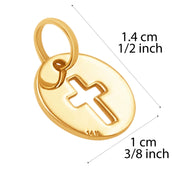 14k Solid Yellow Gold Cross Laser Cut Delicate Beautiful Round Charm Pendant