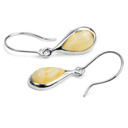 925 Solid Sterling Silver Butterscotch Baltic Amber Classic Drop Nice Earrings