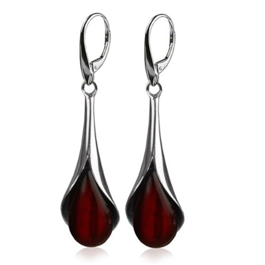 925 Solid Sterling Silver Baltic Cherry Amber Designer Drop Beautiful Earrings