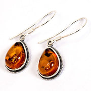 925 Solid Sterling Silver Honey Baltic Amber Filigree Beautiful Drop Earrings