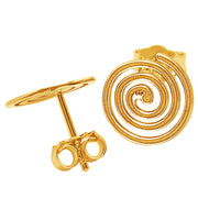 14k Solid Yellow Fine Gold Nazca Line Spiral World Wonder Geoglyph Stud Earrings