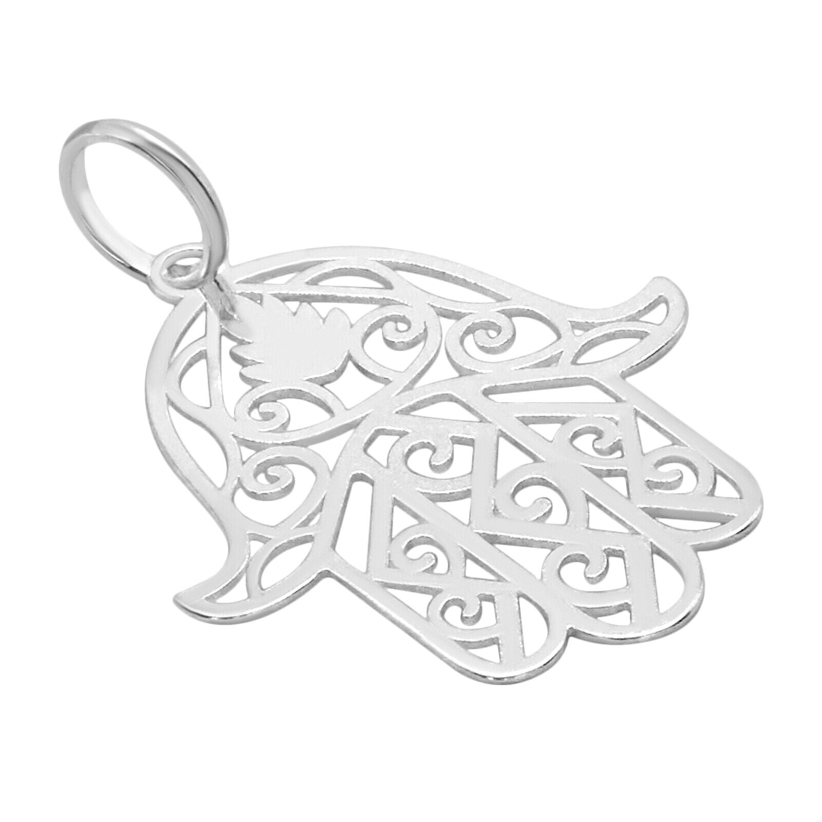 925 Solid Pure Sterling Silver Hamsa Hand Religious Amulet Small Beautiful Charm