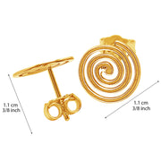 14k Solid Yellow Fine Gold Nazca Line Spiral World Wonder Geoglyph Stud Earrings