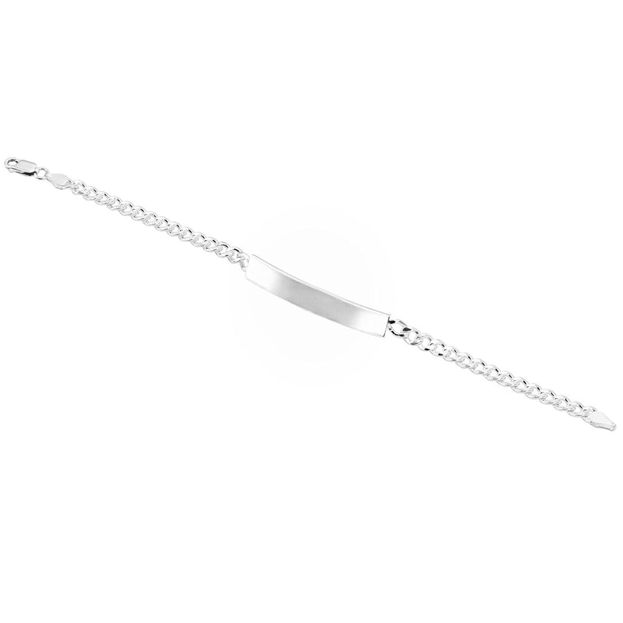 925 Pure Solid Sterling Silver 5 mm Link Curb Chain ID Plate Bracelet 8 Inches