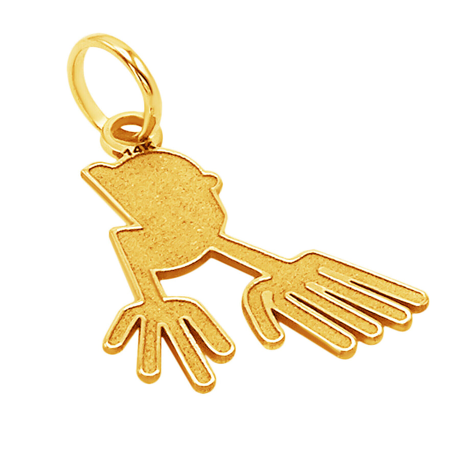 14k Solid Yellow Fine Gold Nazca Line Hands World Wonder Delicate Charm Pendant