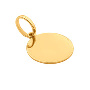 14k Solid Yellow Gold Round Disc Plain Small Delicate Engravable Charm Pendant