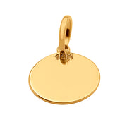 14k Solid Yellow Gold Round Disc Plain Small Delicate Engravable Charm Pendant