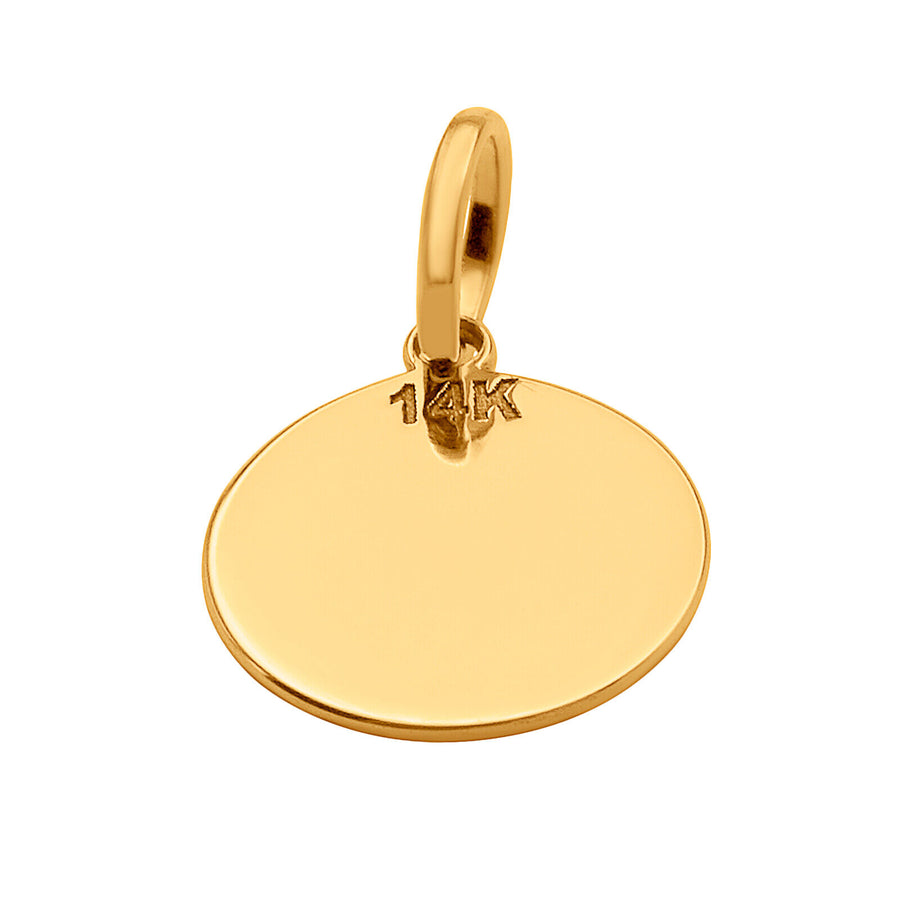 14k Solid Yellow Gold Round Disc Plain Small Delicate Engravable Charm Pendant