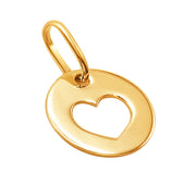 10k Pure Solid Yellow Gold Laser Cut Round Small Heart Delicate Charm Pendant