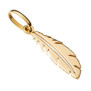 14k Solid Yellow Gold Feather Beautiful Delicate Designer Small Charm Pendant