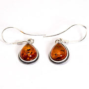 925 Solid Sterling Silver Honey Baltic Amber Filigree Beautiful Drop Earrings