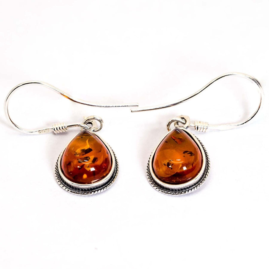 925 Solid Sterling Silver Honey Baltic Amber Filigree Beautiful Drop Earrings