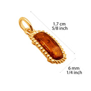 14k Pure Solid Yellow Gold Honey Baltic Amber Small Rectangular Filigree Pendant
