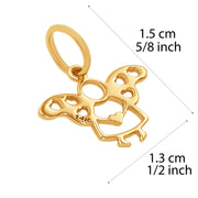 14k Pure Solid Yellow Gold Hearts Angel Wings Laser Cut Delicate Charm Pendant