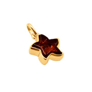 14k Pure Solid Yellow Gold Honey Baltic Amber Small Sea Star  Nice Charm Pendant