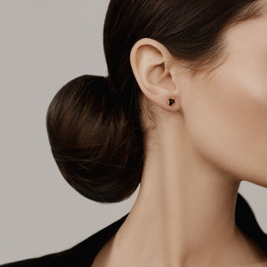 925 Gold Plated Sterling Silver Red Baltic Amber Designer Flower Stud Earrings