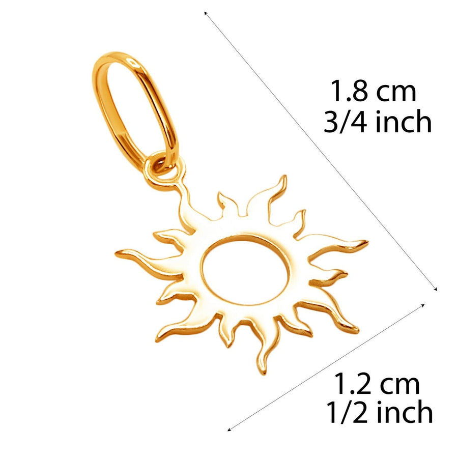14k Pure Solid Yellow Gold Flaming Sun Laser Cut Delicate Nice Charm Pendant