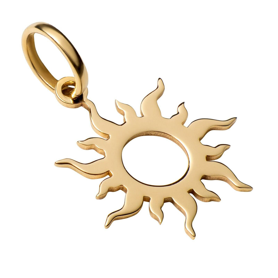 14k Pure Solid Yellow Gold Flaming Sun Laser Cut Delicate Nice Charm Pendant