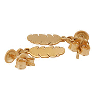 14k Solid Pure Yellow Gold Delicate Feather Designer Earrings