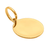 10k Solid Yellow Gold Round Disc Plain Small Delicate Engravable Charm Pendant