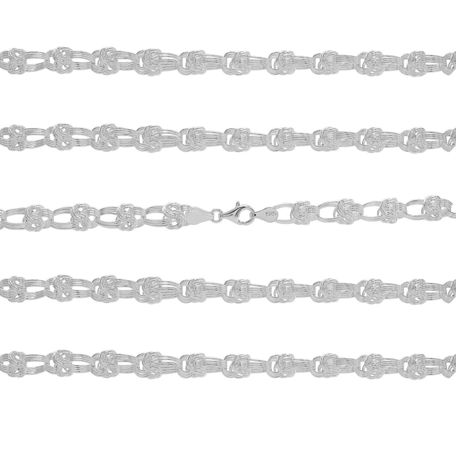 925 Sterling Silver 6 mm Handmade Fancy Wire Knot Chain Lobster Clasp 18 Inches