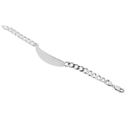 925 Pure Solid Sterling Silver 8 mm Link Curb Chain ID Plate Bracelet 9 Inches