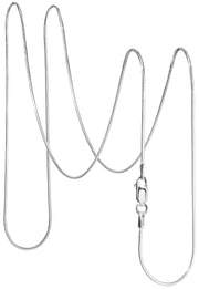 925 Solid Sterling Silver Round Snake Chain 1.2 mm Rectangular Lobster Clasp