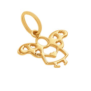 10k Pure Solid Yellow Gold Hearts Angel Wings Laser Cut Delicate Charm Pendant