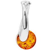 925 Solid Sterling Silver Real Cognac Baltic Amber Designer Beautiful Pendant