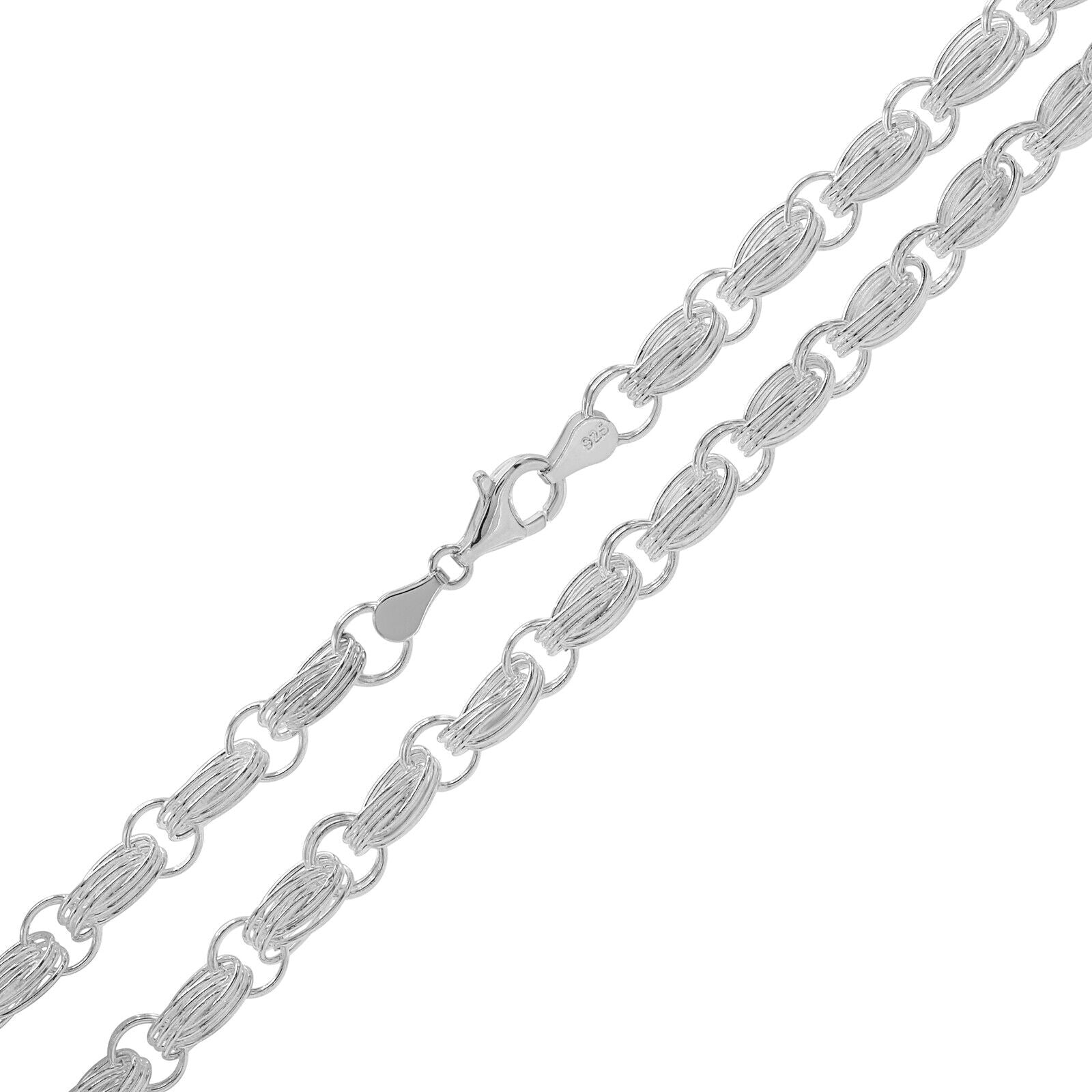 925 Sterling Silver 6 mm Handmade Fancy Wire Knot Chain Lobster Clasp 18 Inches