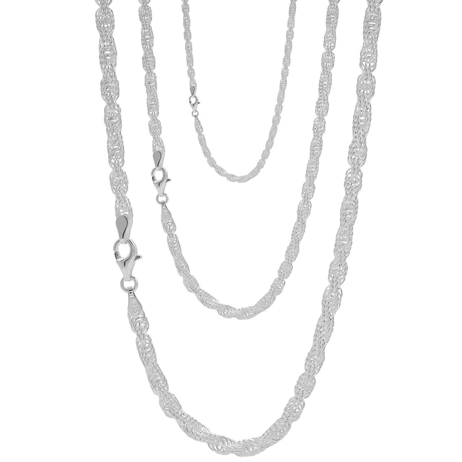 925 Sterling Silver 3 mm Handmade Fancy Wire Knot Chain Lobster Clasp 18 Inches