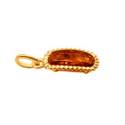14k Pure Solid Yellow Gold Honey Baltic Amber Small Rectangular Filigree Pendant