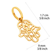 10k Pure Solid Yellow Gold Hamsa Hand Laser Cut Delicate Beautiful Charm Pendant