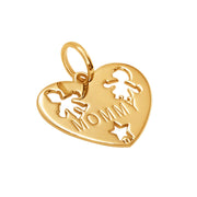 14k Pure Solid Yellow Gold Son Daughter Mommy Family Heart Star Charm Pendant