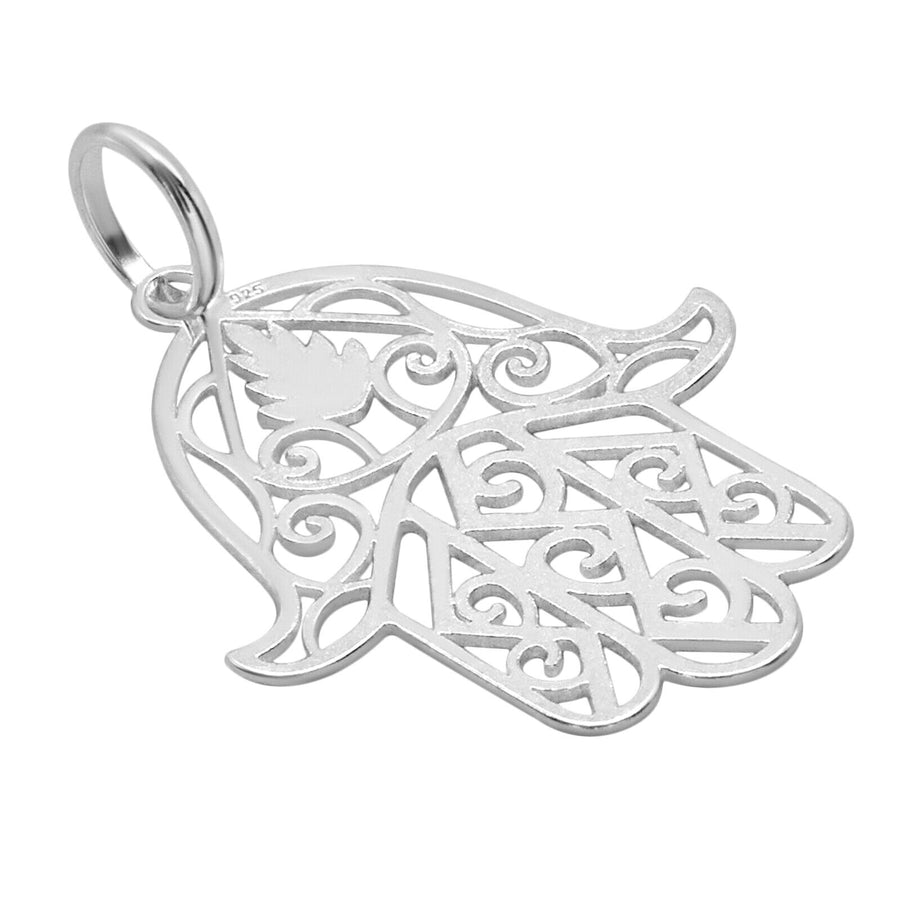 925 Solid Pure Sterling Silver Hamsa Hand Religious Amulet Small Beautiful Charm
