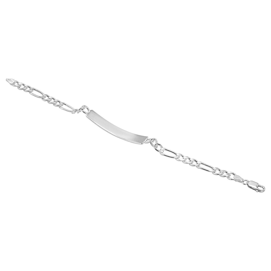 925 Pure Solid Sterling Silver 6 mm Figaro Nice Chain ID Plate Bracelet 9 Inches