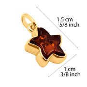 14k Pure Solid Yellow Gold Honey Baltic Amber Small Sea Star  Nice Charm Pendant