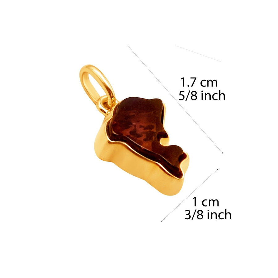 14k Pure Solid Yellow Gold Honey Baltic Amber Small Delicate Dolphin Pendant