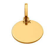 10k Solid Yellow Gold Round Disc Plain Small Delicate Engravable Charm Pendant
