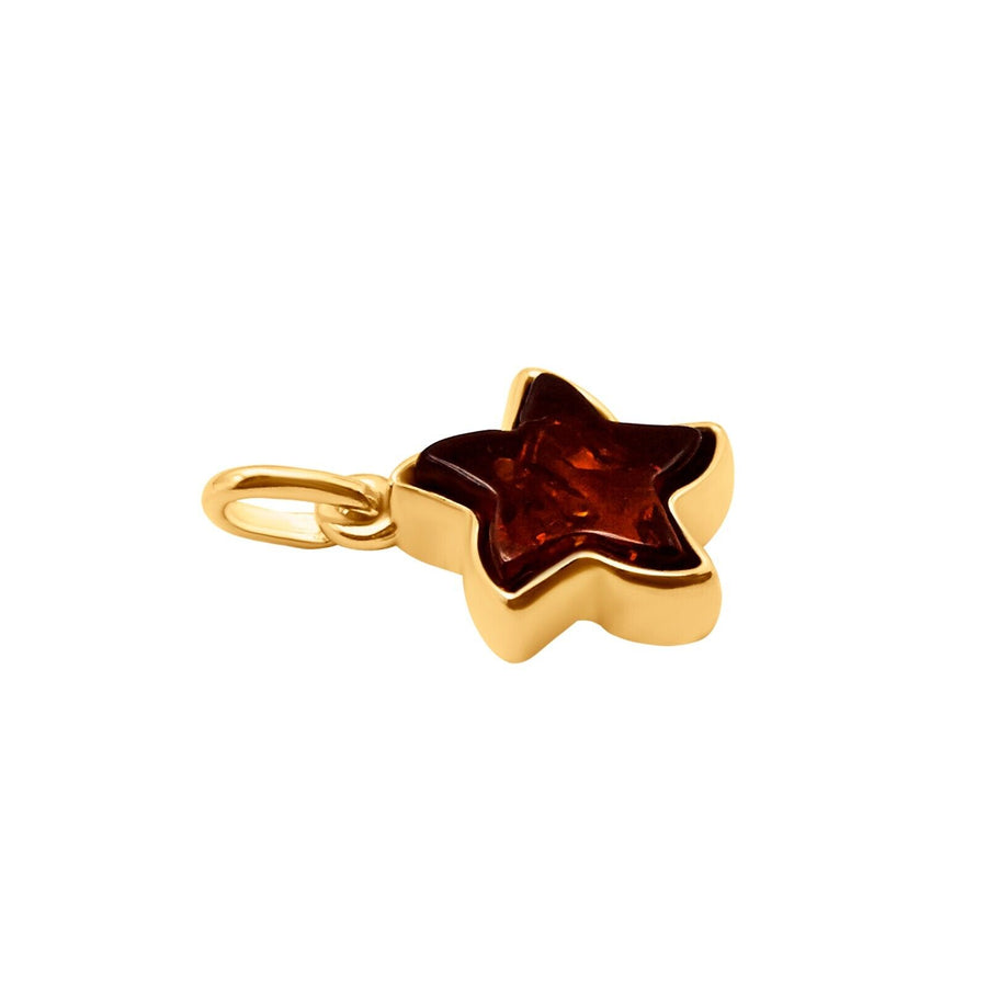 14k Pure Solid Yellow Gold Honey Baltic Amber Small Sea Star  Nice Charm Pendant